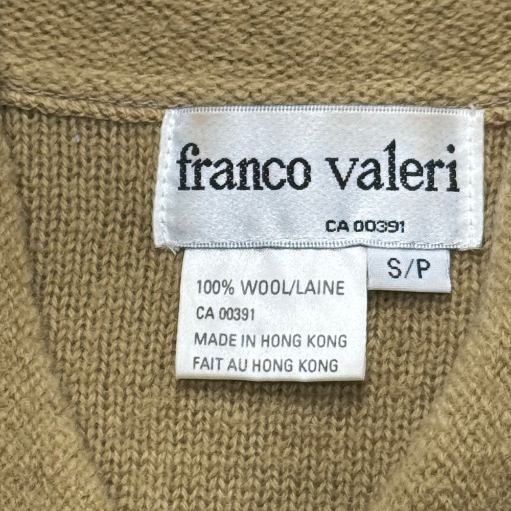 Vintage Franco Valeri Sweater Womens Small Tan Wool Double Breasted Knit Outdoor - Picture 6 of 6